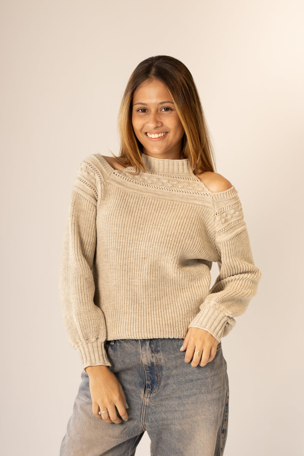 Blusa de Lã Manga Bufante com Recorte
