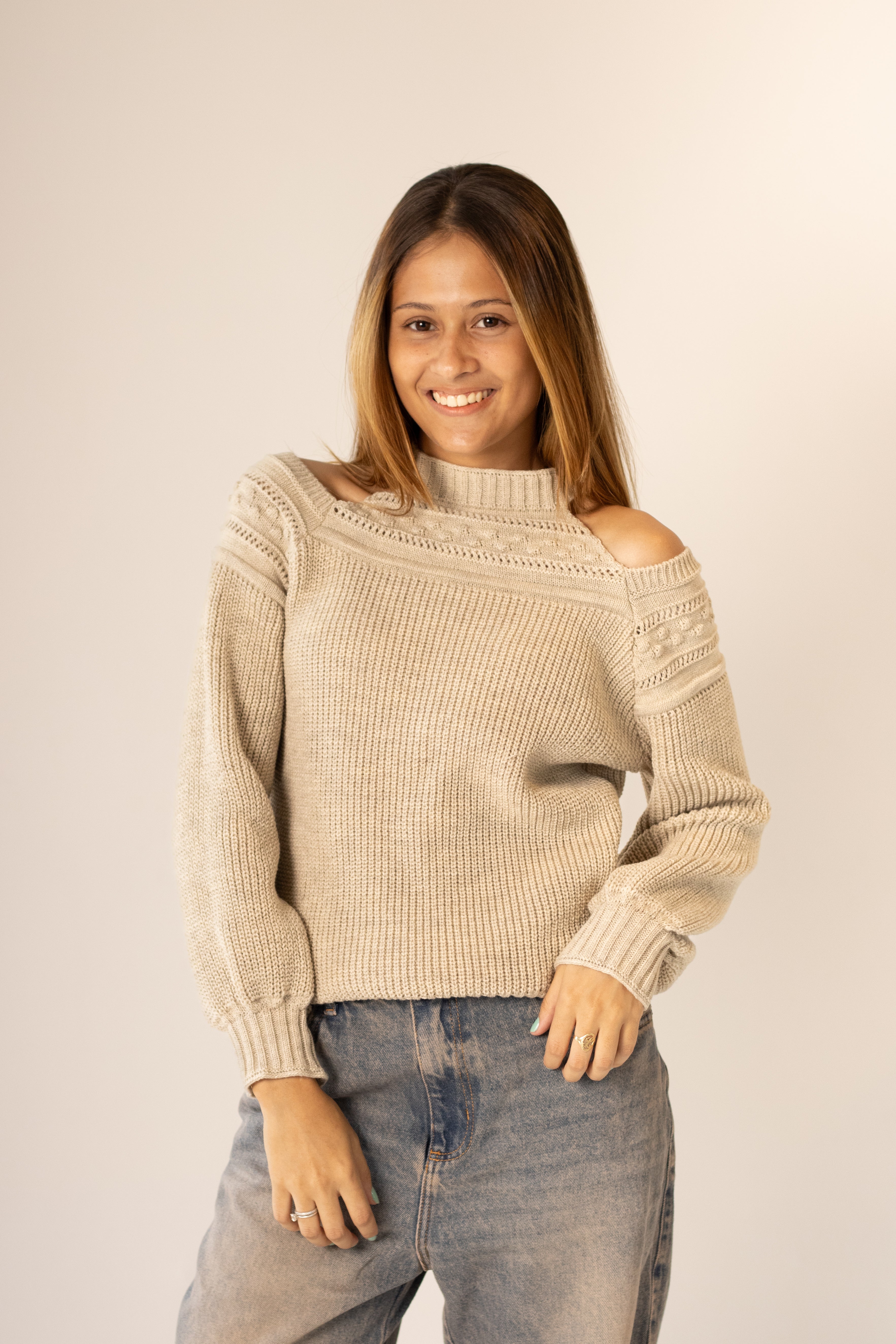 Blusa de Lã Manga Bufante com Recorte