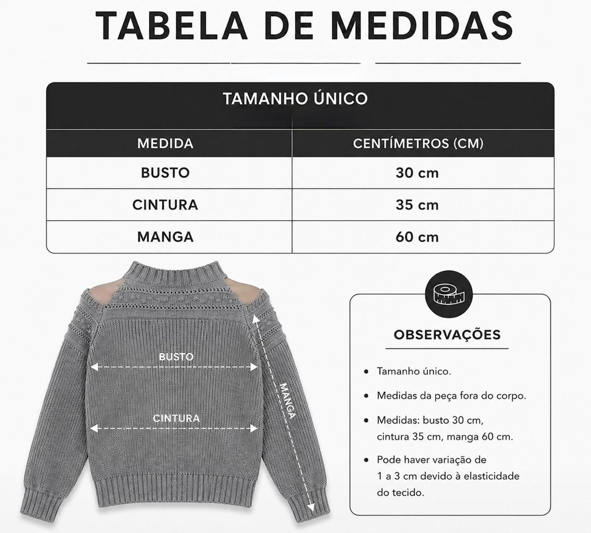 BLUSA DE FRIO NA LÃ MANGA BUFANTE COM RECORTES NO OMBRO