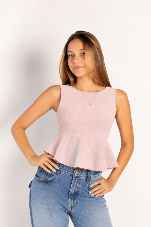 Blusa Feminina Peplum em Tricô Modal – Regata Acinturada