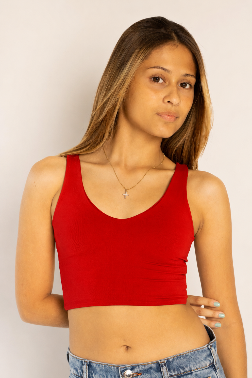 REGADA CROPPED COM DECOTE V DE SUPLEX POLIAMIDA PARA O VERÃO