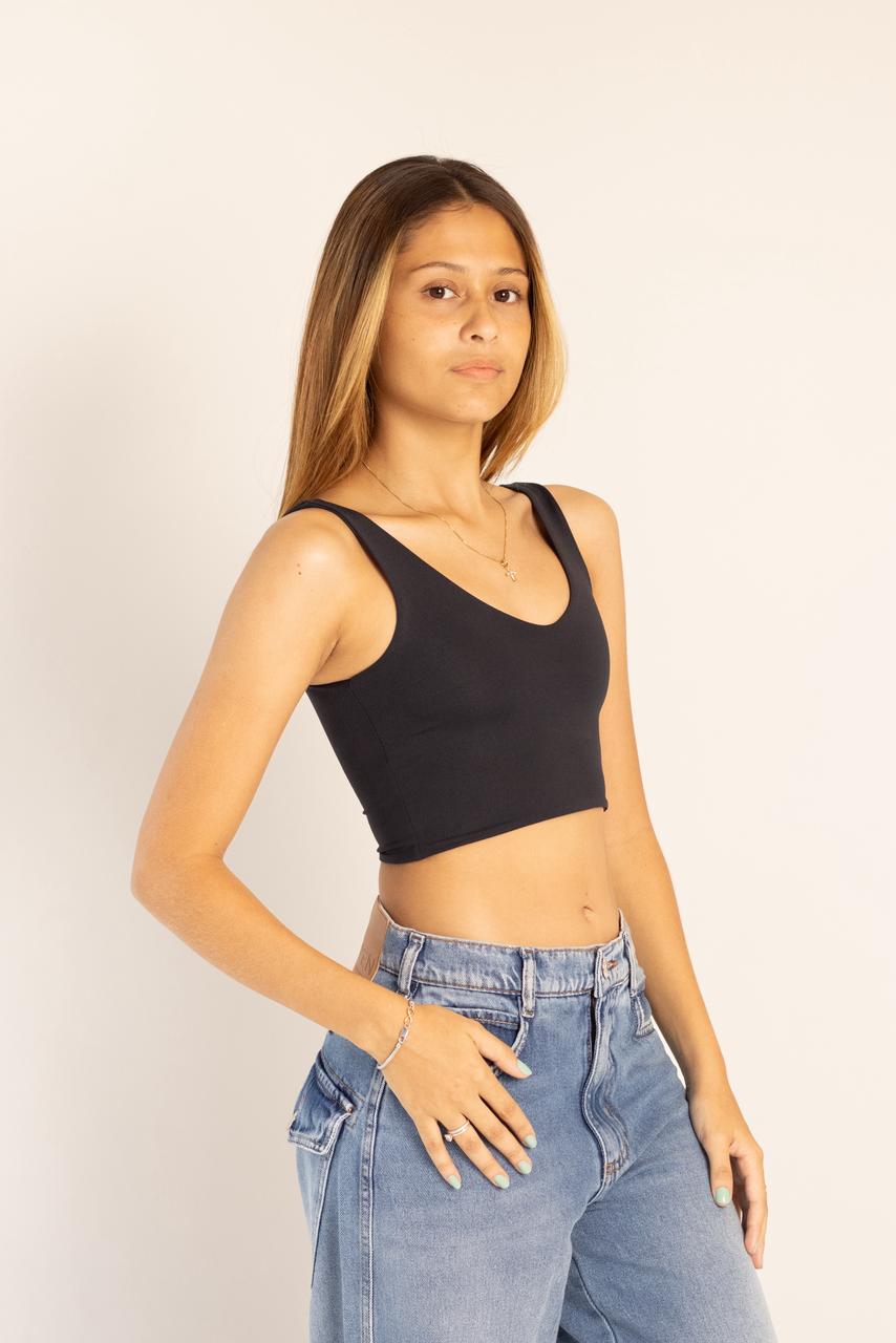 REGADA CROPPED COM DECOTE V DE SUPLEX POLIAMIDA PARA O VERÃO