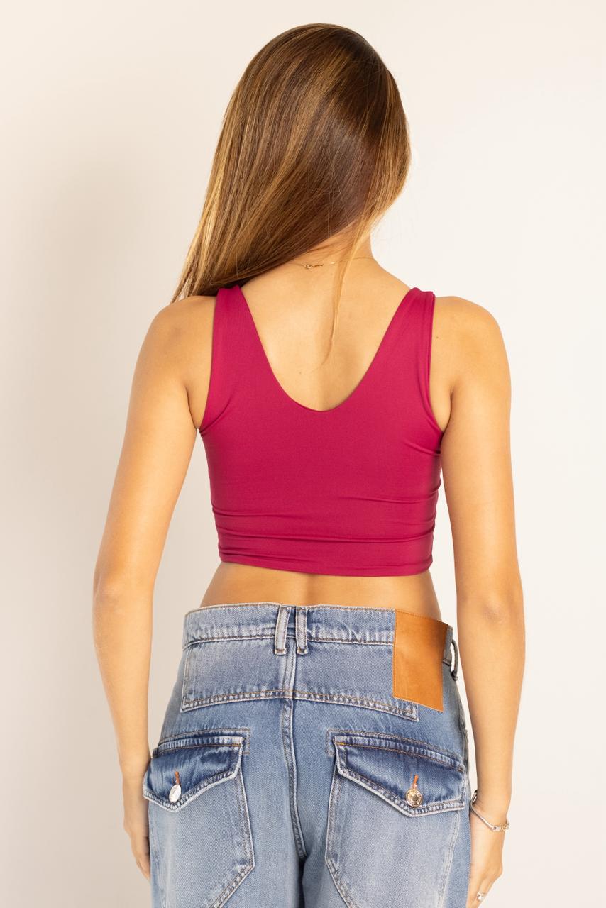 REGADA CROPPED COM DECOTE V DE SUPLEX POLIAMIDA PARA O VERÃO