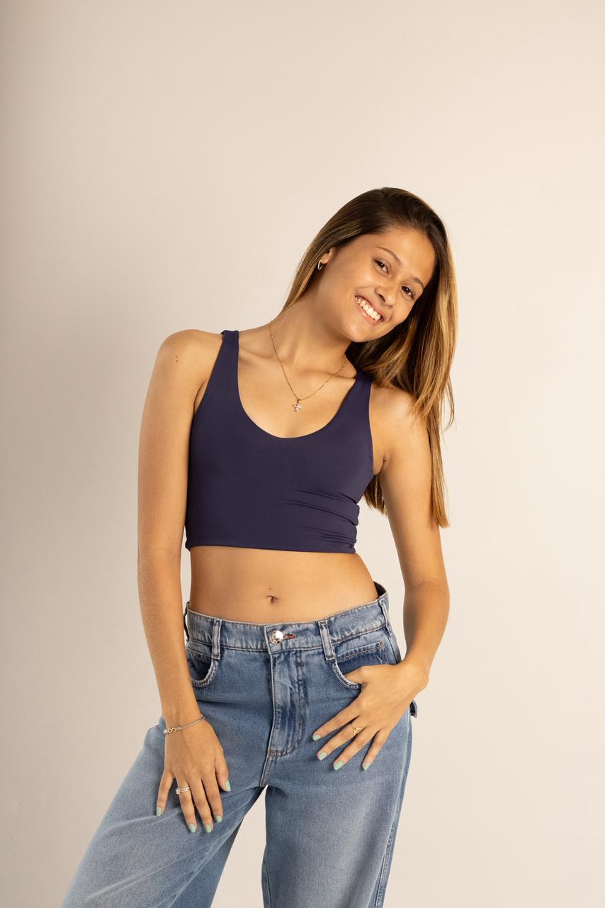 REGADA CROPPED COM DECOTE V DE SUPLEX POLIAMIDA PARA O VERÃO