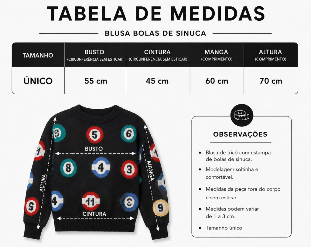 Blusa Tricot Bola de Bilhar
